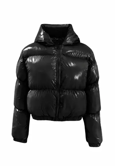 Chaqueta negra brillante mujer - miniatura 2