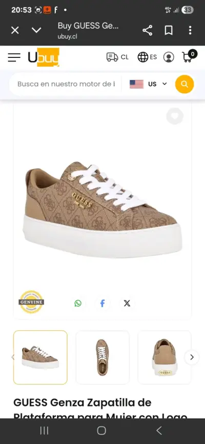 Zapatillas Guess doradas nuevas - miniatura 2