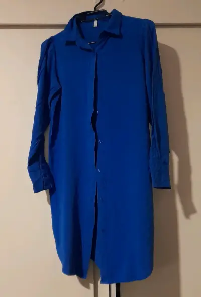 Vestido camisero azul largo - miniatura 1