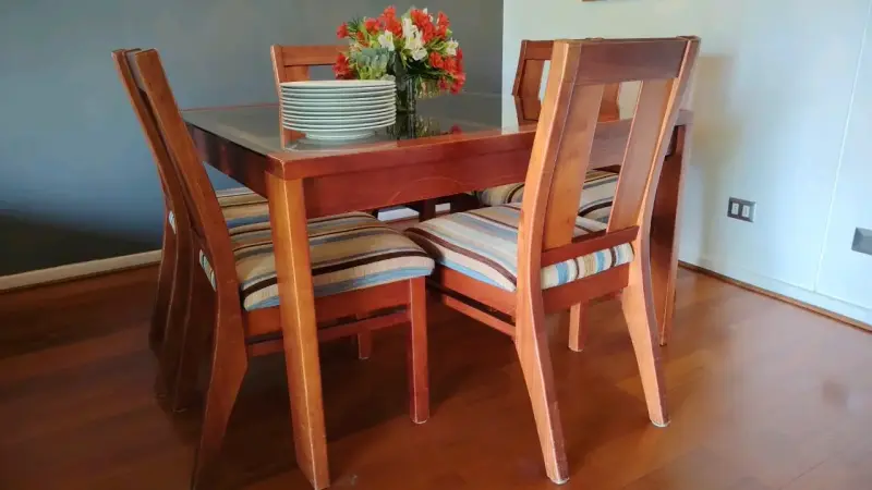 Mesa de comedor vidrio y madera seis personas - 2