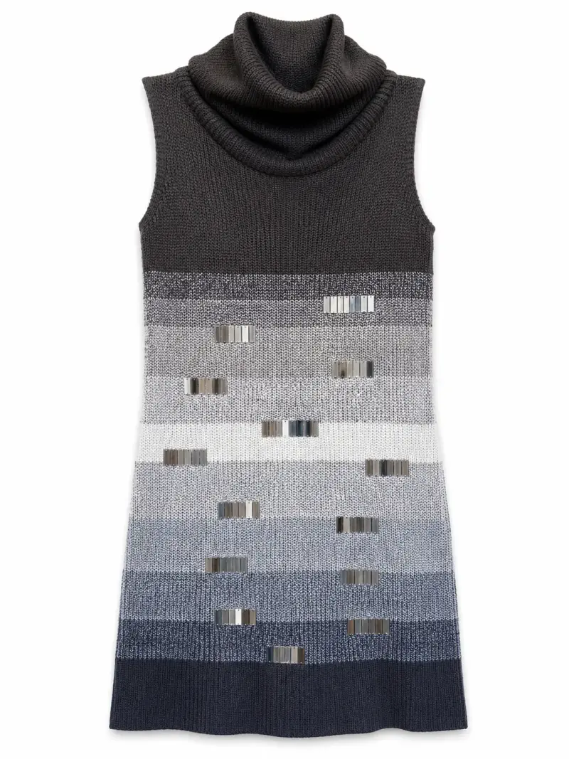 Vestido sin mangas gris y negro - 1