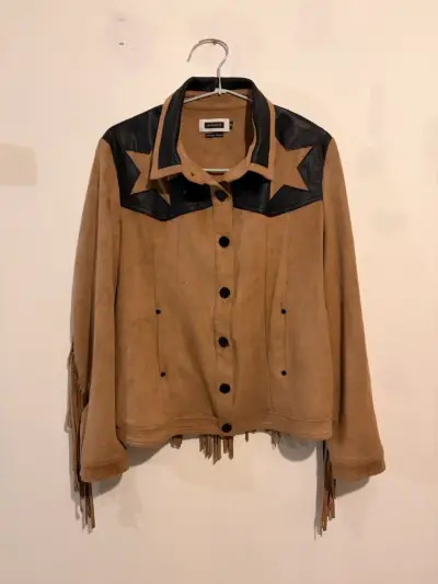 Chaqueta camel con flecos - miniatura 1