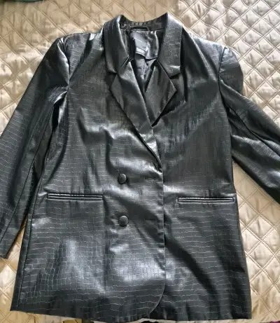 Blazer negro efecto piel - miniatura 1