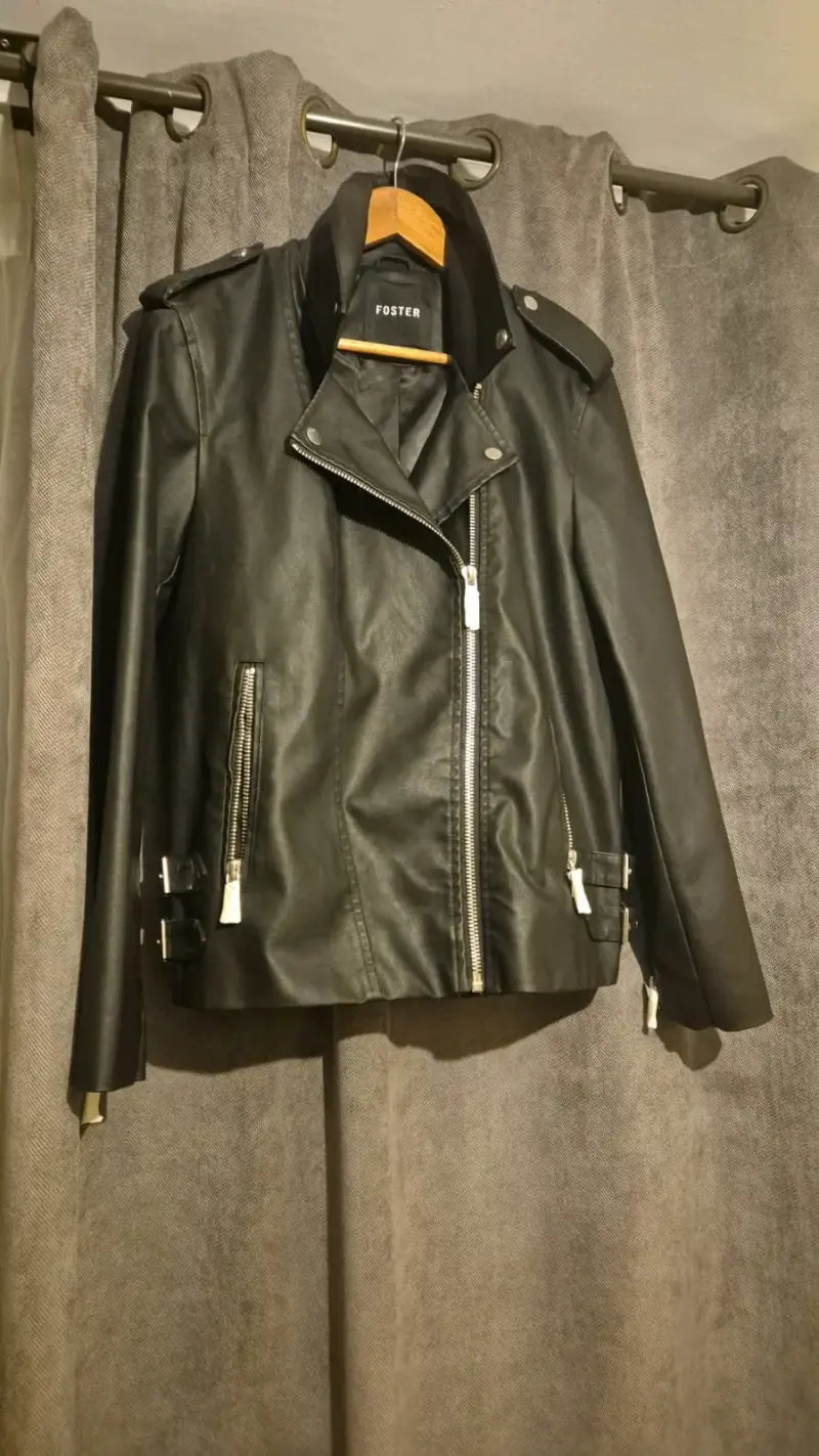 Chaqueta de cuero negra Foster - 1