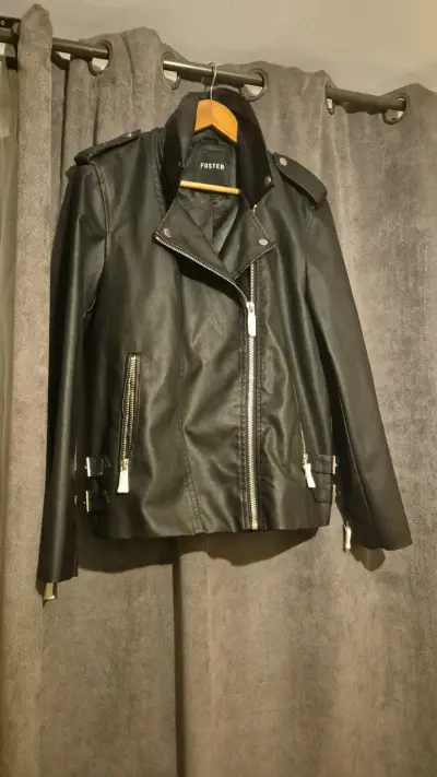 Chaqueta de cuero negra Foster - miniatura 1