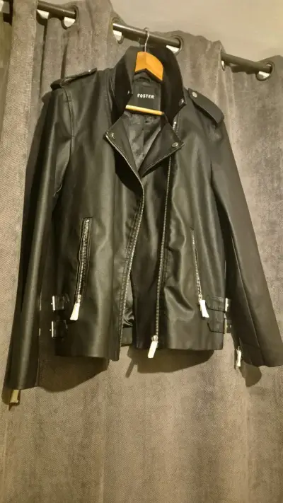 Chaqueta de cuero negra Foster - miniatura 2