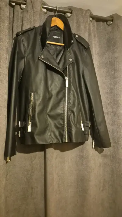 Chaqueta de cuero negra Foster - miniatura 4