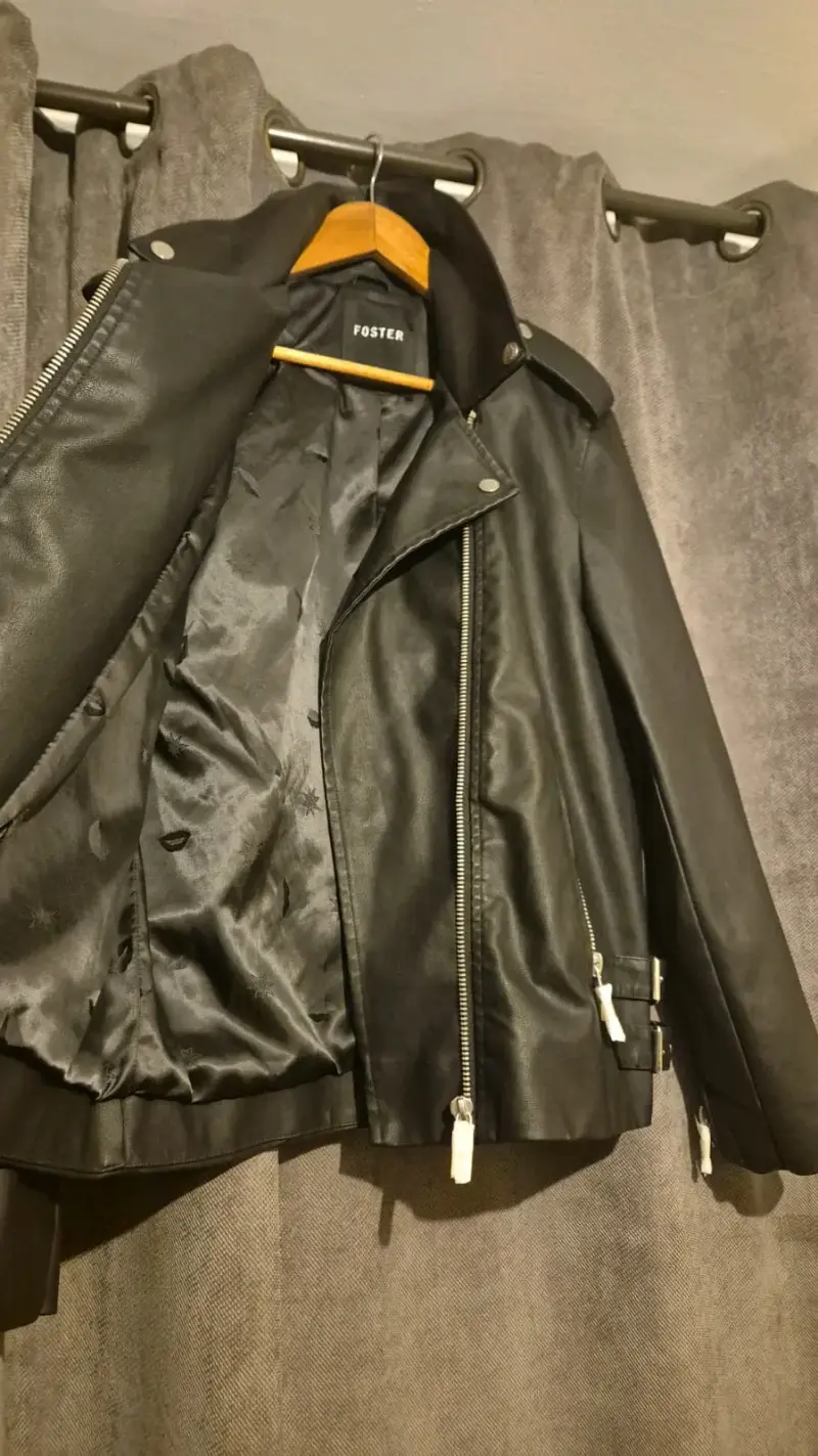 Chaqueta de cuero negra Foster - 5