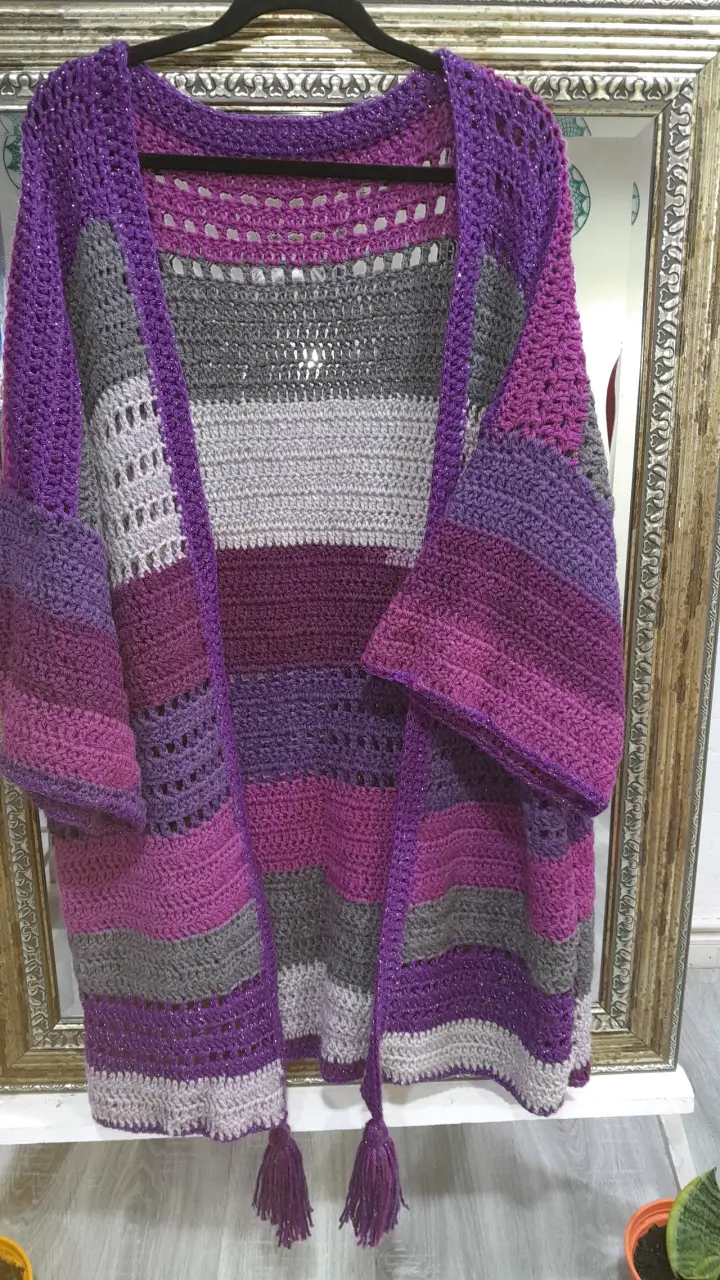 Kimono tejido a crochet multicolor