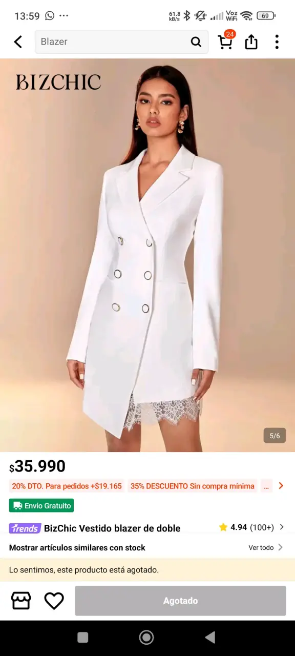 Blazer blanco doble botón