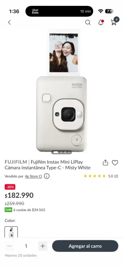 Cámara Instax mini LiPlay blanca - miniatura 5