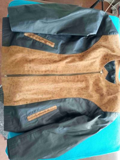Chaqueta bicolor marrón y negro - miniatura 1