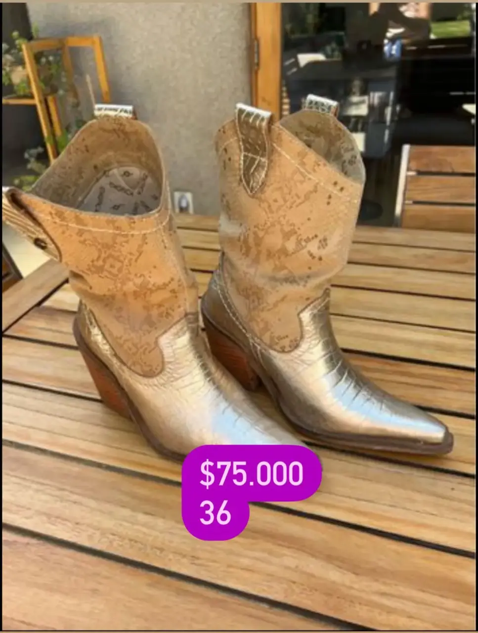 Botas vaqueras doradas , 100% cuero. - $81.000 | Pulga