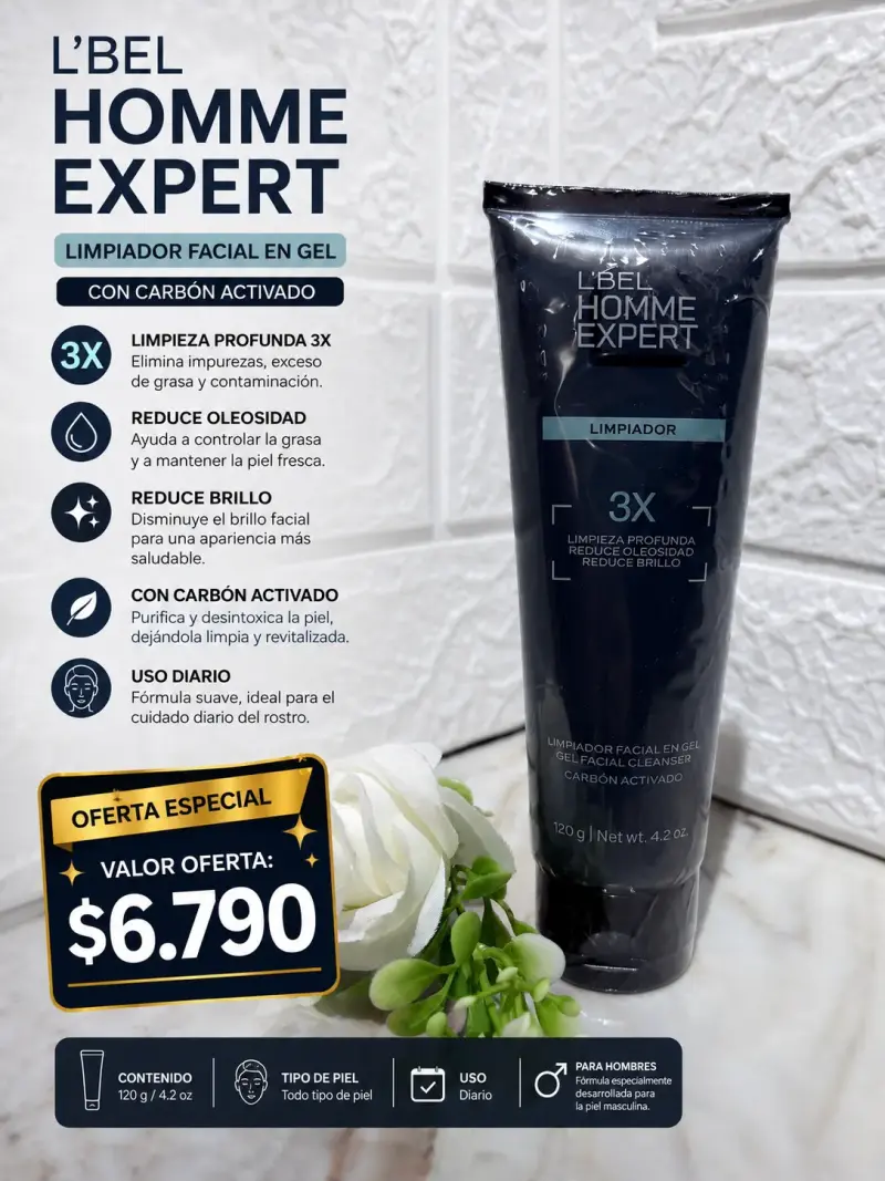 Gel Limpiador Facial L'Bel Homme