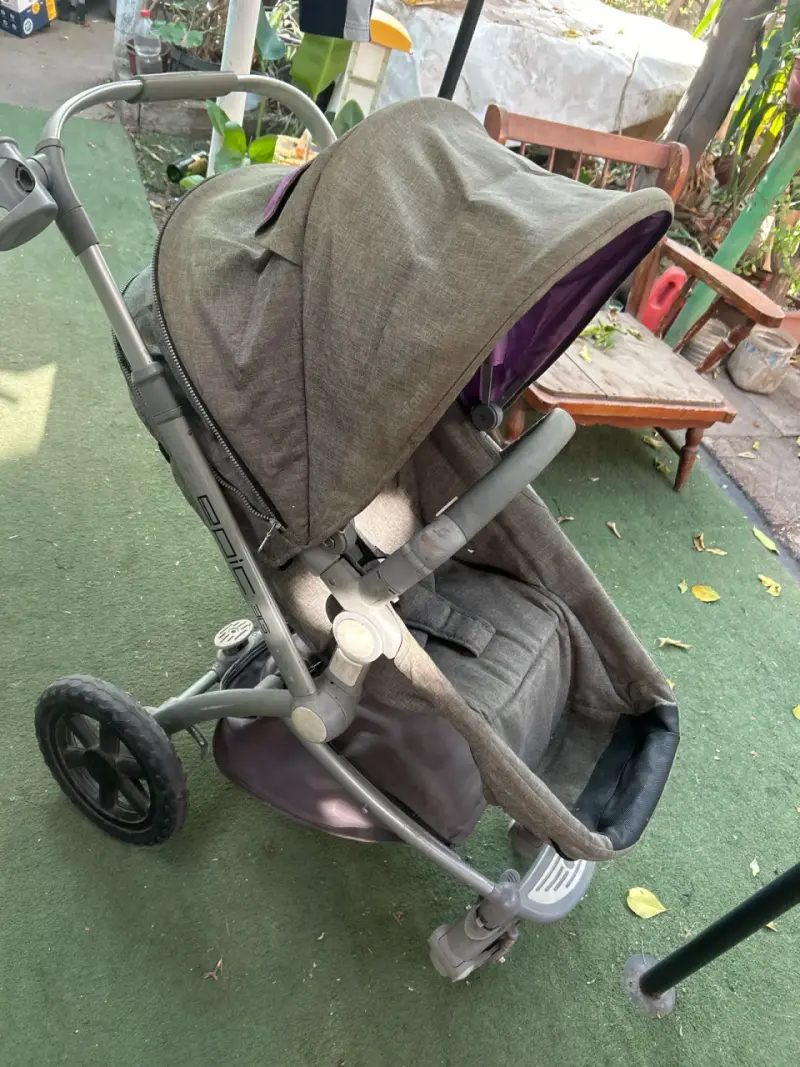 Coche de bebé desmontable gris y morado - 2
