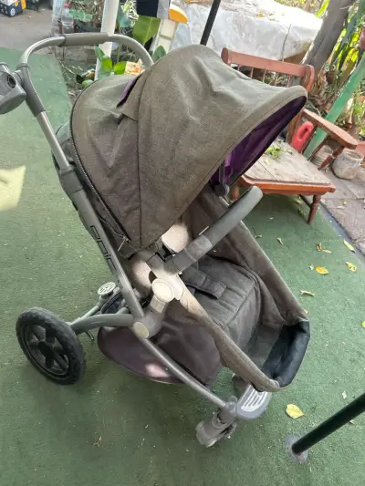 Coche de bebé desmontable gris y morado - miniatura 2