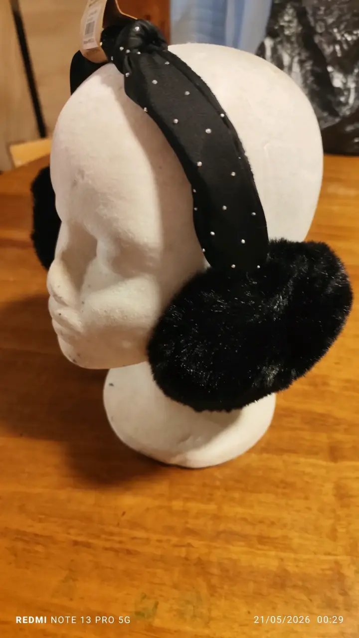 Orejeras negras de peluche