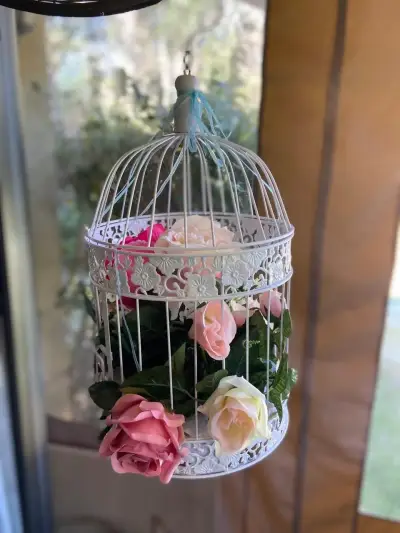 Jaula decorativa con flores - miniatura 5