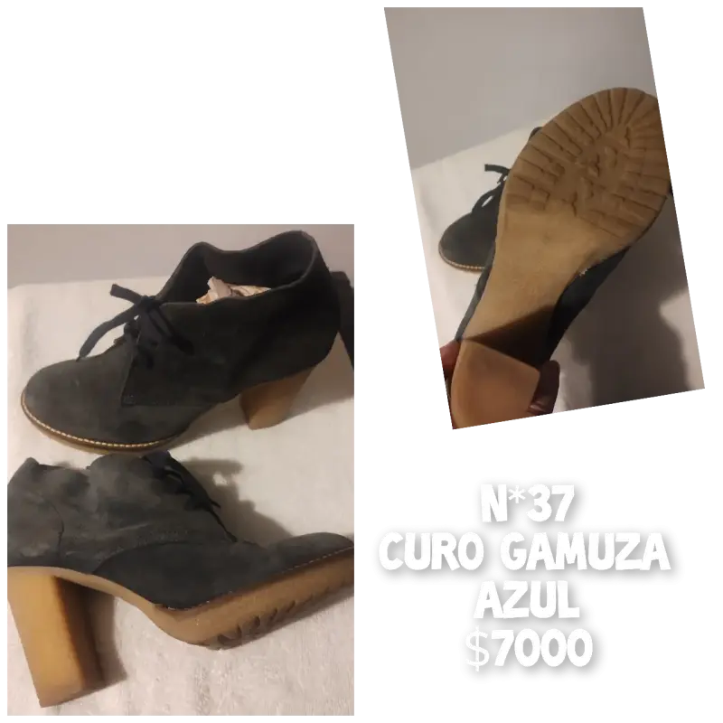 Zapatos de taco azul gamuza