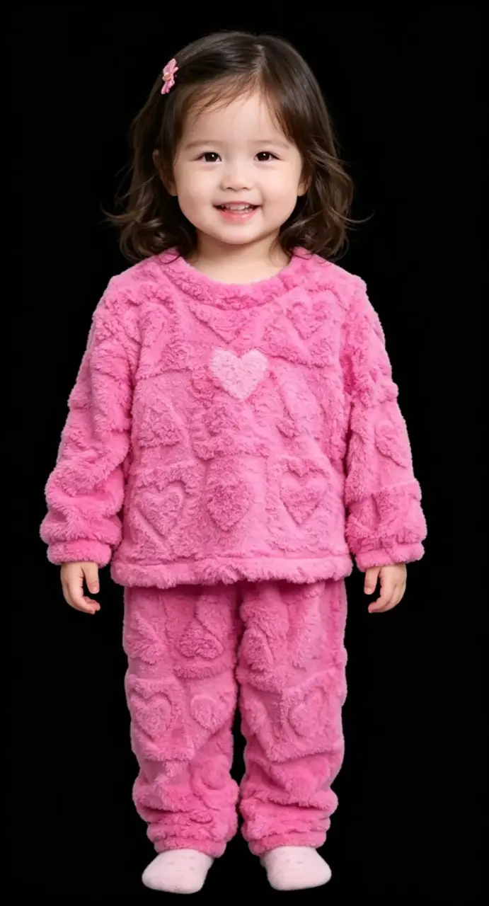 Pijama infantil rosa peludo talla 2 - 2