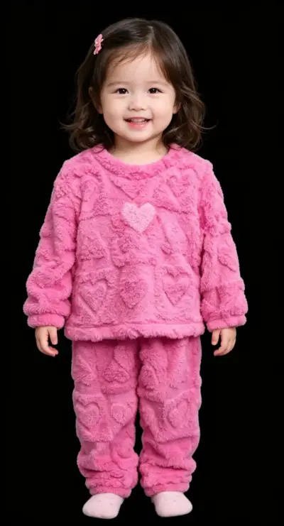 Pijama infantil rosa peludo talla 2 - miniatura 2