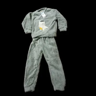 Pijama infantil de polar gris verdoso talla 4 - miniatura 4