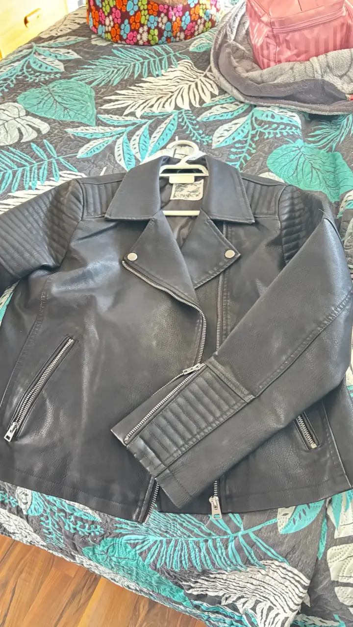Chaqueta de cuero negra bicker mujer