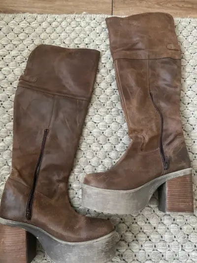Botines de cuero marrón - miniatura 3
