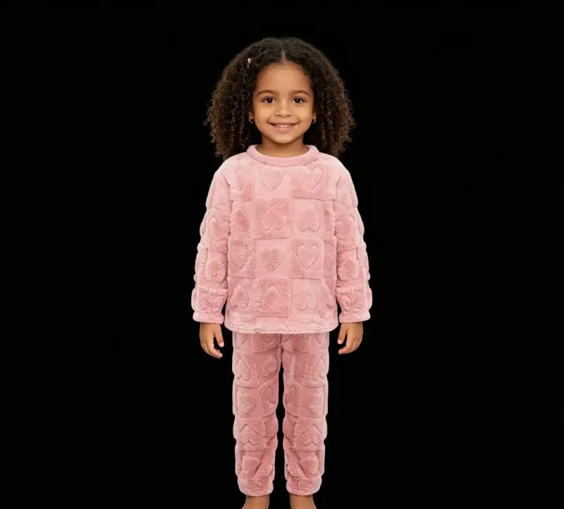 Pijama rosa de felpa para niña talla 4 - 2