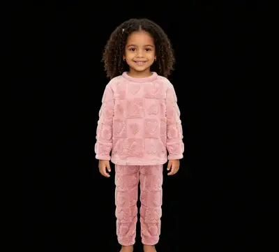 Pijama rosa de felpa para niña talla 4 - miniatura 2