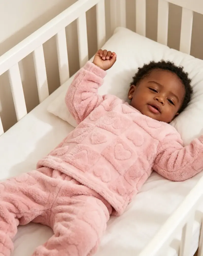 Pijama rosa de felpa para niña talla 4 - 3