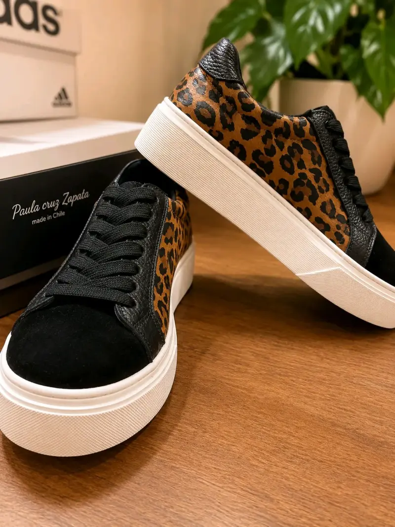 Zapatillas animal print negras