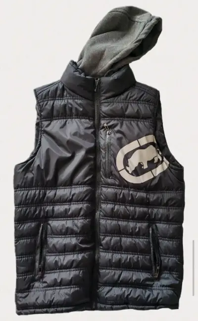 Parka sin mangas negra con capucha - miniatura 1