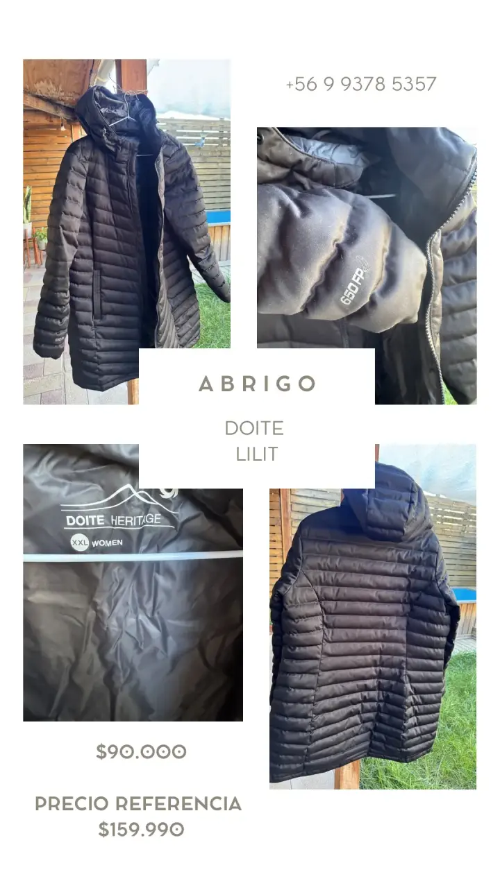 Abrigo Doite impermeable  negro  con capucha - 6