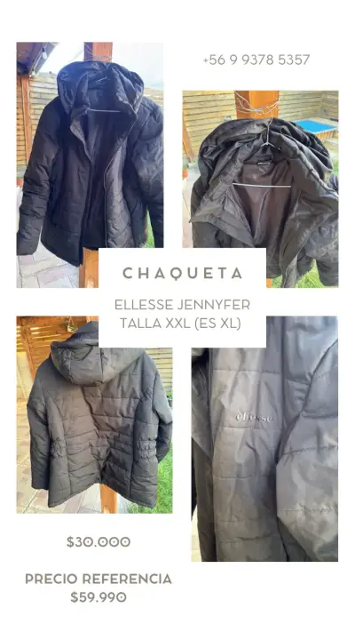 Chaqueta ELLESSE impermeable negra acolchada - miniatura 5