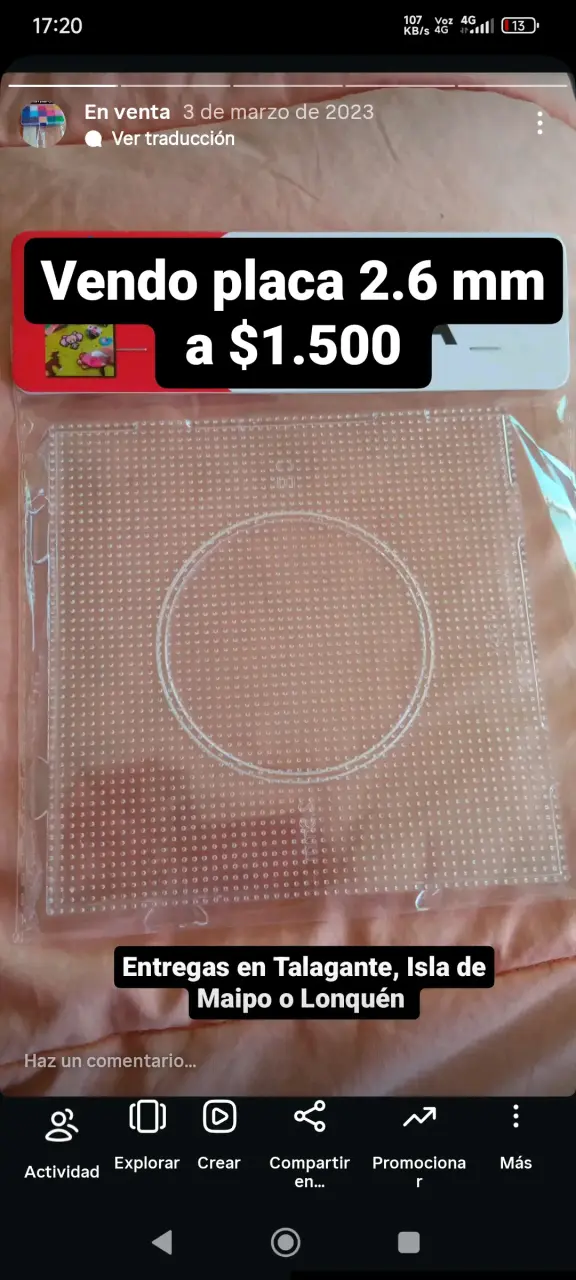 Placa 2.6 mm hamma beads