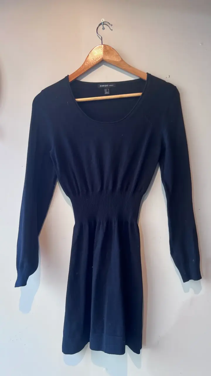 Vestido negro Mango manga larga - 1