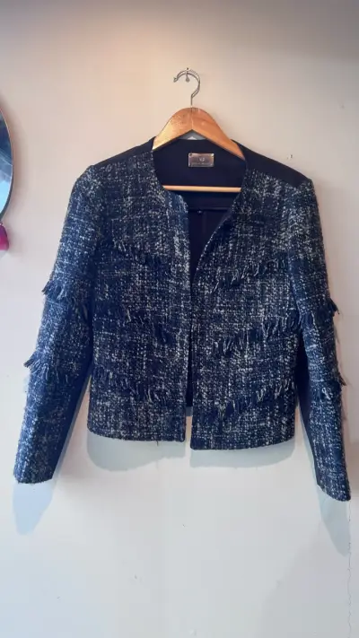 Chaqueta de tweed azul marino - miniatura 1