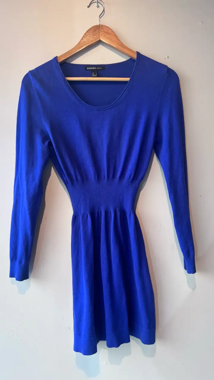 Vestido azul de punto Mango - 1