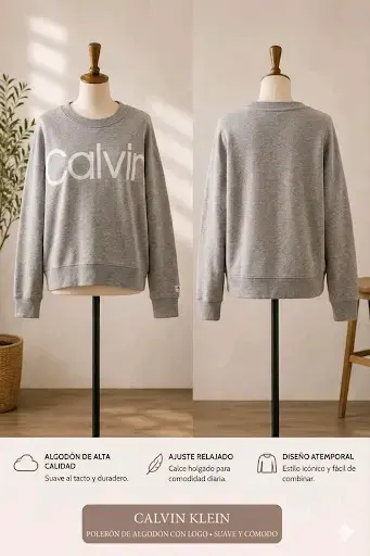 Polerón gris Calvin Klein mujer