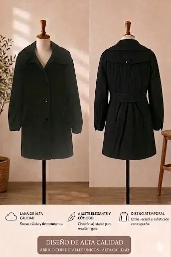 Abrigo negro de lana