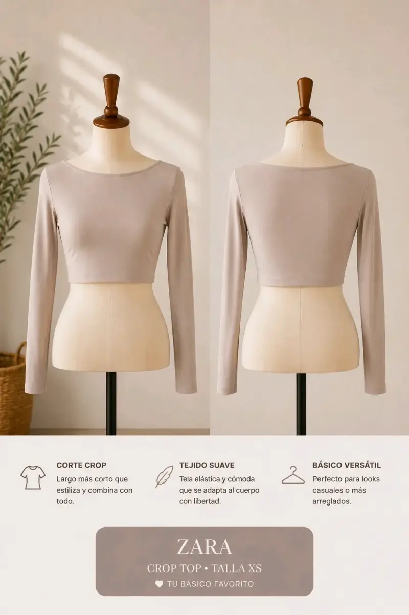 Crop top rosa palido Zara