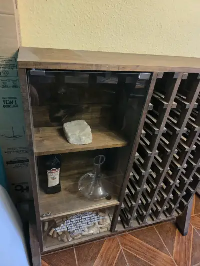Botellero de madera con repisas - miniatura 1