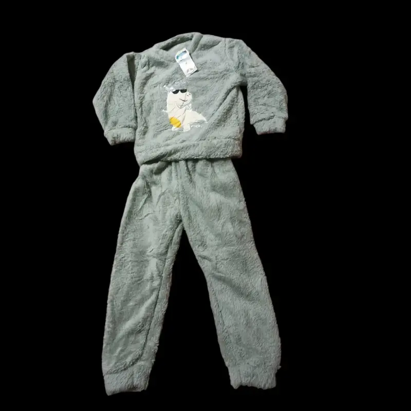 Pijama infantil de felpa verde grisáceo talla 6 - 4