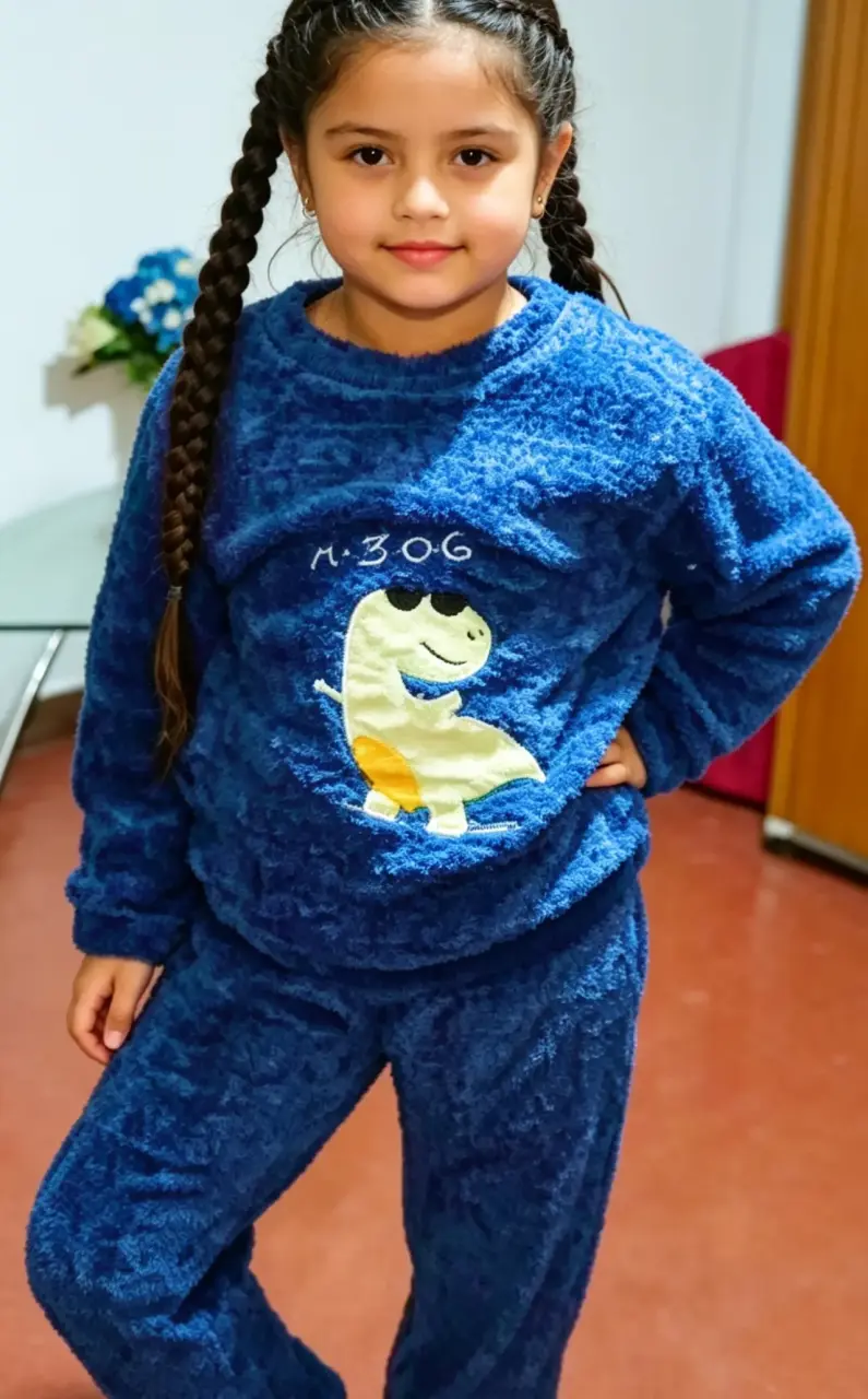Pijama infantil azul dinosaurio talla 6 - 1