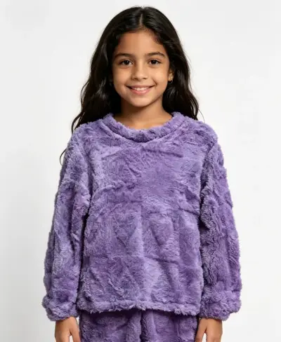 Pijama peludo morado para niña talla 6 - miniatura 1