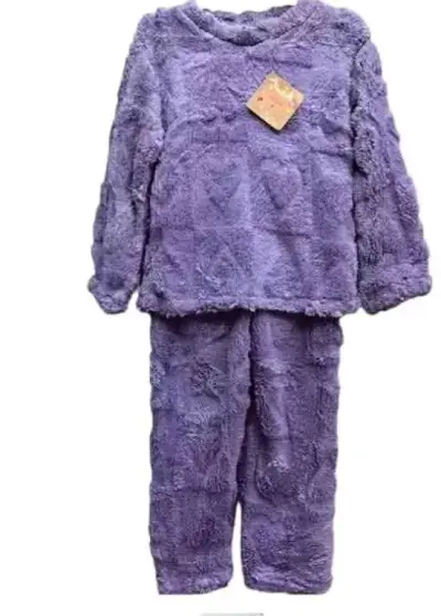 Pijama peludo morado para niña talla 6 - miniatura 3
