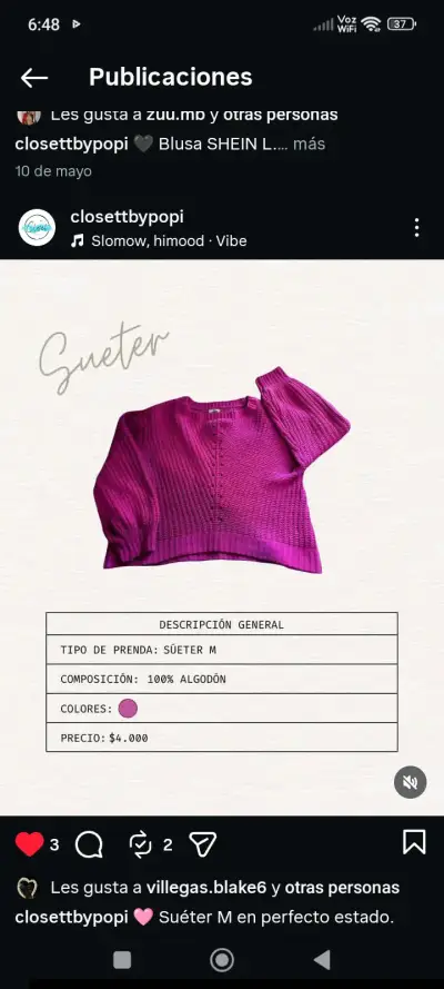 Suéter fucsia de algodón - miniatura 1