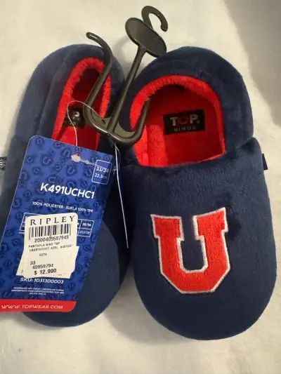 Pantuflas niño azul U de Chile - miniatura 1