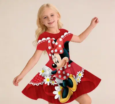 Vestido infantil Minnie Mouse rojo talla 10-12 - miniatura 1